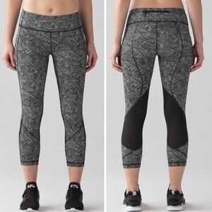 Lululemon Pace Rival Crop Formation Alpine Black White Legging